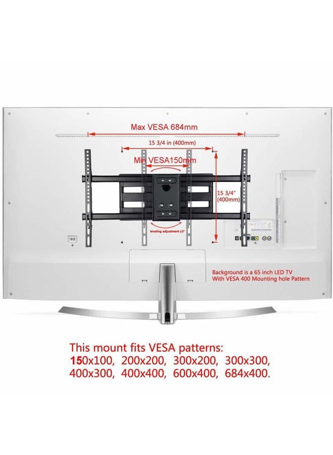VideoSecu MW380B5 Full Motion Articulating TV Wall Mount Bracket for Most 37"-75" LED LCD Plasma HDTV Up to 125 lbs with VESA 684x400 600x400 400x400 150x100mm, Dual Arm Pulls Out Up to 14" AW9 - Image 3