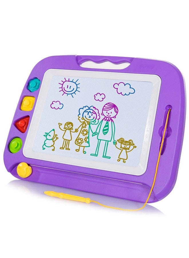 SGILE Large Magnetic Drawing Board 4 Colors 16×13In Writing Painting Doodle Pad With 4 Stamps For Toddlers Learning Educational Toy Etch Sketch Gift For 36+ Month Kids Girls Boys Purple - Image 1