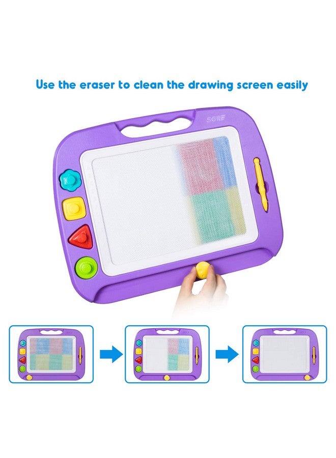 SGILE Large Magnetic Drawing Board 4 Colors 16×13In Writing Painting Doodle Pad With 4 Stamps For Toddlers Learning Educational Toy Etch Sketch Gift For 36+ Month Kids Girls Boys Purple - Image 5