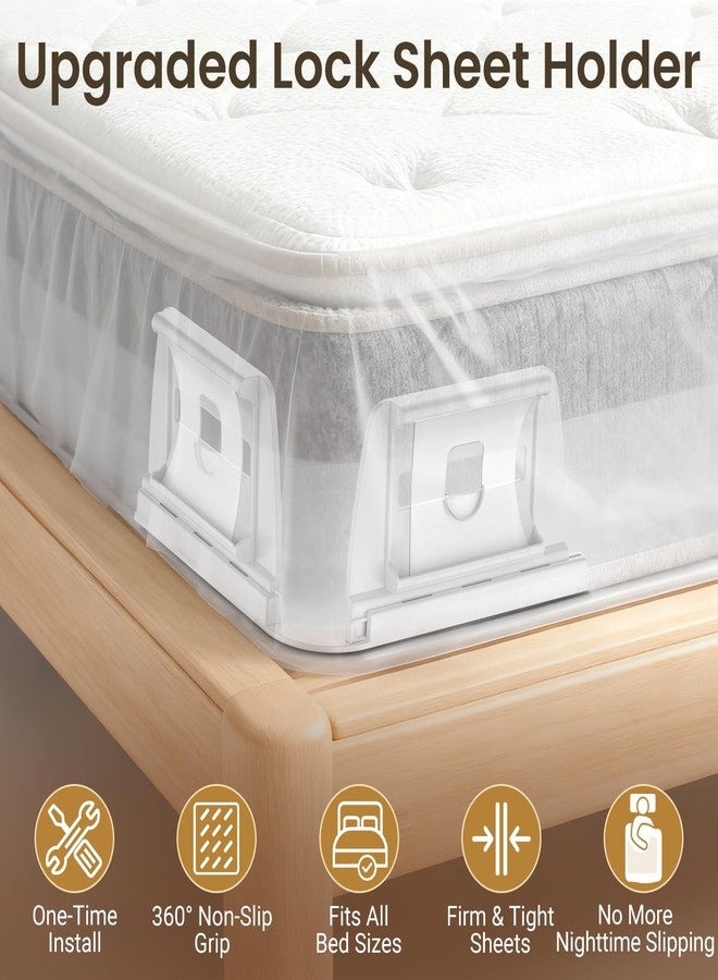 INSMART Sheet Holders - Bed Sheet Holder for Corners & Sides, Strong Elastic Sheet Straps & Grippers. Secures Fitted Sheet for Universal Fit Bed, Keep Sheets Tight All Night (Sheet Holders) - Image 2