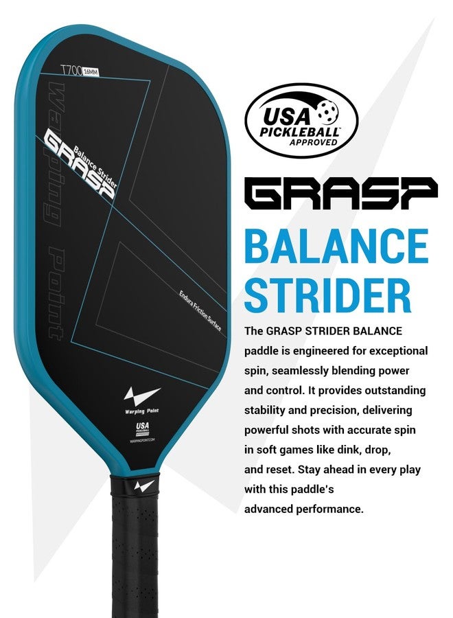 Warping Point Raw Carbon Fiber Pickleball Paddle, Endura Friction Surface For Maximum Spin & Balanced, Multi-Layer Carbon Fiber Edgeless Design, 16mm Polypropylene Honeycomb Core, USAPA Approved, Blue - Image 2