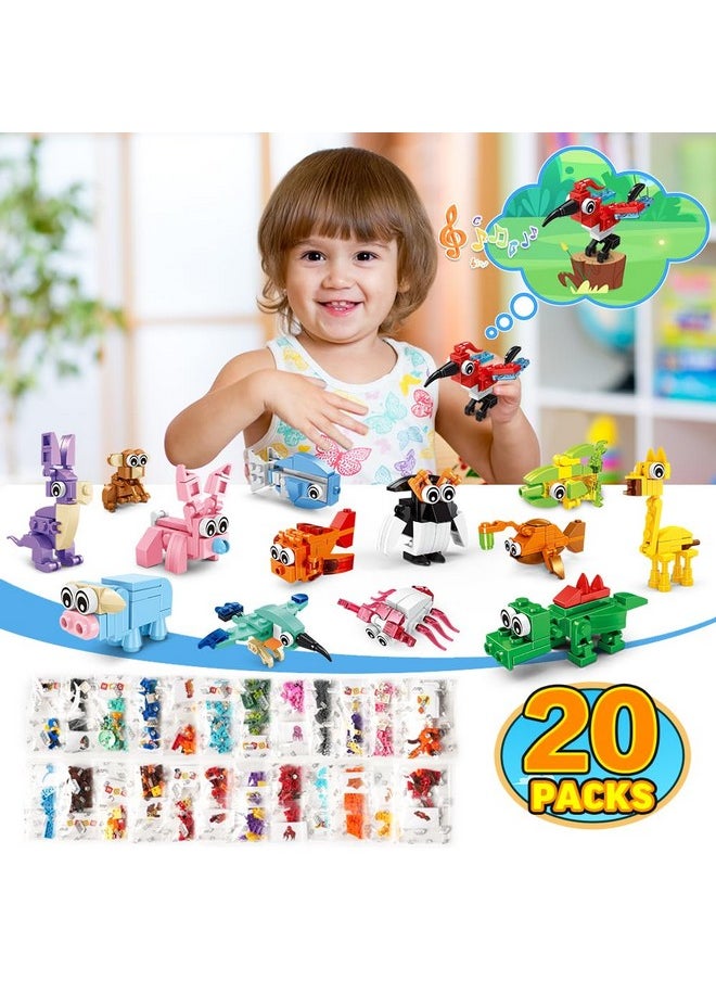 Hogokids 20 Packs Party Favors For Kids, 60 Kinds Of Mini Animals Toy Building Block Set For Classroom Prizes Goodie Bag Stuffers Christmas Valentines Easter Birthday Gift For Boys Girls Ages 6-12+  - Image 3