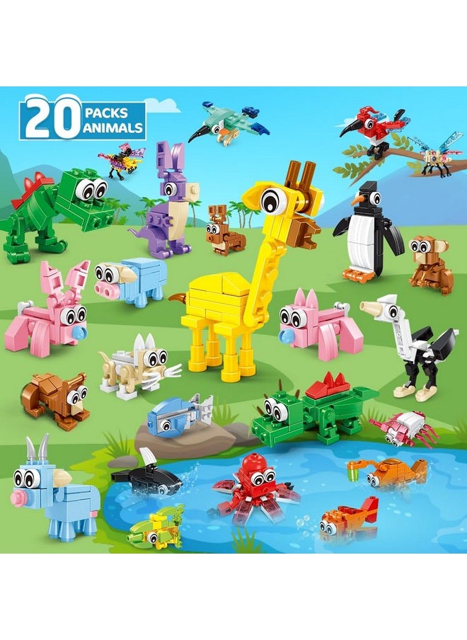 Hogokids 20 Packs Party Favors For Kids, 60 Kinds Of Mini Animals Toy Building Block Set For Classroom Prizes Goodie Bag Stuffers Christmas Valentines Easter Birthday Gift For Boys Girls Ages 6-12+  - Image 2