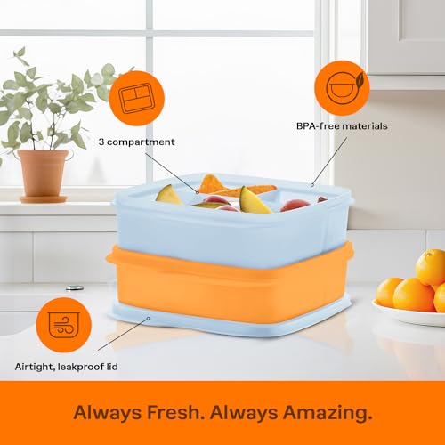 Tupperware طقم علب غداء توبيروير Lunch-It Portion & Go المدمجة 2-علبة غداء، آمنة في غسالة الصحون وخالية من BPA (2.3 كوب/550 مل) - Image 4