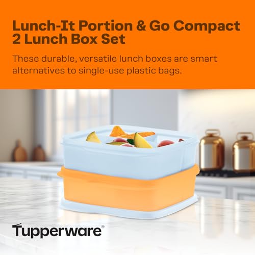 Tupperware طقم علب غداء توبيروير Lunch-It Portion & Go المدمجة 2-علبة غداء، آمنة في غسالة الصحون وخالية من BPA (2.3 كوب/550 مل) - Image 2