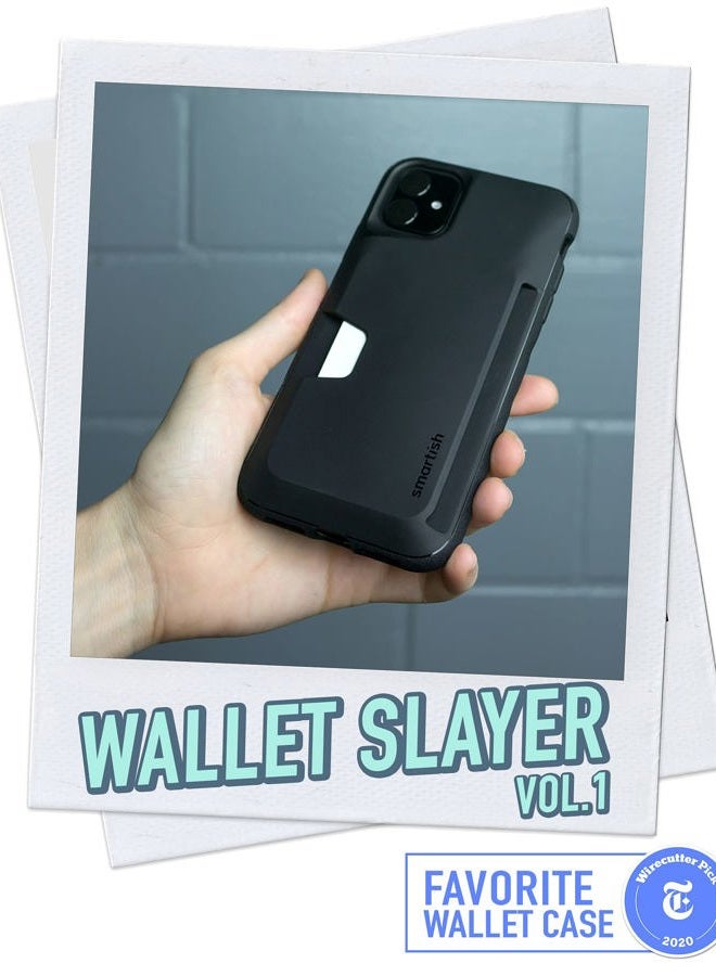 Smartish iPhone 11 Wallet Case - Wallet Slayer Vol. 1 [Slim + Protective] Credit Card Holder - Drop Tested Hidden Card Slot Cover Compatible with Apple iPhone 11 - Black Tie Affair - Image 2