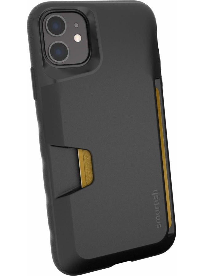 Smartish iPhone 11 Wallet Case - Wallet Slayer Vol. 1 [Slim + Protective] Credit Card Holder - Drop Tested Hidden Card Slot Cover Compatible with Apple iPhone 11 - Black Tie Affair - Image 1