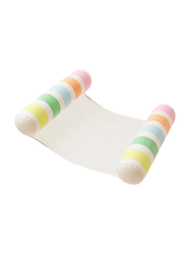 SUNNY LIFE Pool Hammock Float for Adults & Kids – Pastel Gelato, Summer Pool Floatie, Easy to Inflate & Carry, Water Hammock for Pool, Beach, Lake & Vacation Use