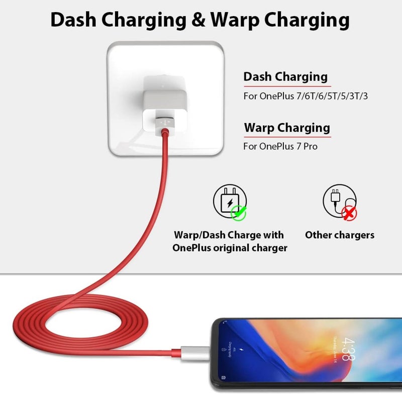 Sounce 2 Meter 80W Charging Cable USB to Type C Warp Charger SuperVooc/Dash Fast Charge Cable for Oneplus 11,11R,10 Pro,10R,10T,9RT,9R,8R,8T Charge Cable for 6/6T/7/7T,Nord,Ce2 Lite 5G,Ce 3 5G, Red - Image 5