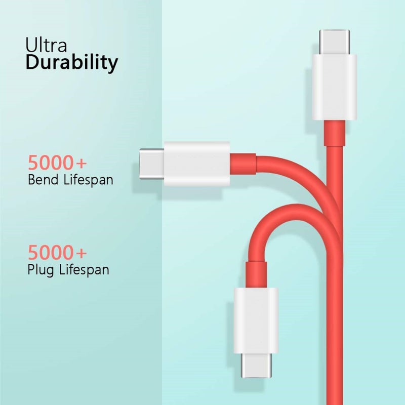 Sounce 2 Meter 80W Charging Cable USB to Type C Warp Charger SuperVooc/Dash Fast Charge Cable for Oneplus 11,11R,10 Pro,10R,10T,9RT,9R,8R,8T Charge Cable for 6/6T/7/7T,Nord,Ce2 Lite 5G,Ce 3 5G, Red - Image 3