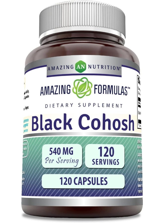 Amazing Nutrition Amazing Formulas Black Cohosh, 540mg Supplement with Pure Root Extract All Natural Support for Womens Health and Well-Being 120 Capsules - Image 1
