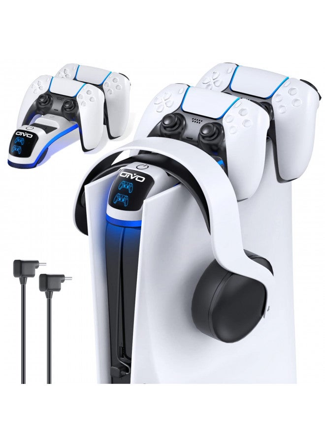 Oivo PS5 Controller Charger with Headset Holder, PS5 Controller Charging Station with Upgraded Touch Switch, OIVO Playstation 5 Charging Station with Fast Charging Cord, Playstation 5 Controller Charger - Image 1