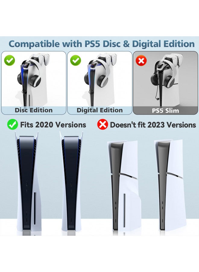 Oivo PS5 Controller Charger with Headset Holder, PS5 Controller Charging Station with Upgraded Touch Switch, OIVO Playstation 5 Charging Station with Fast Charging Cord, Playstation 5 Controller Charger - Image 2