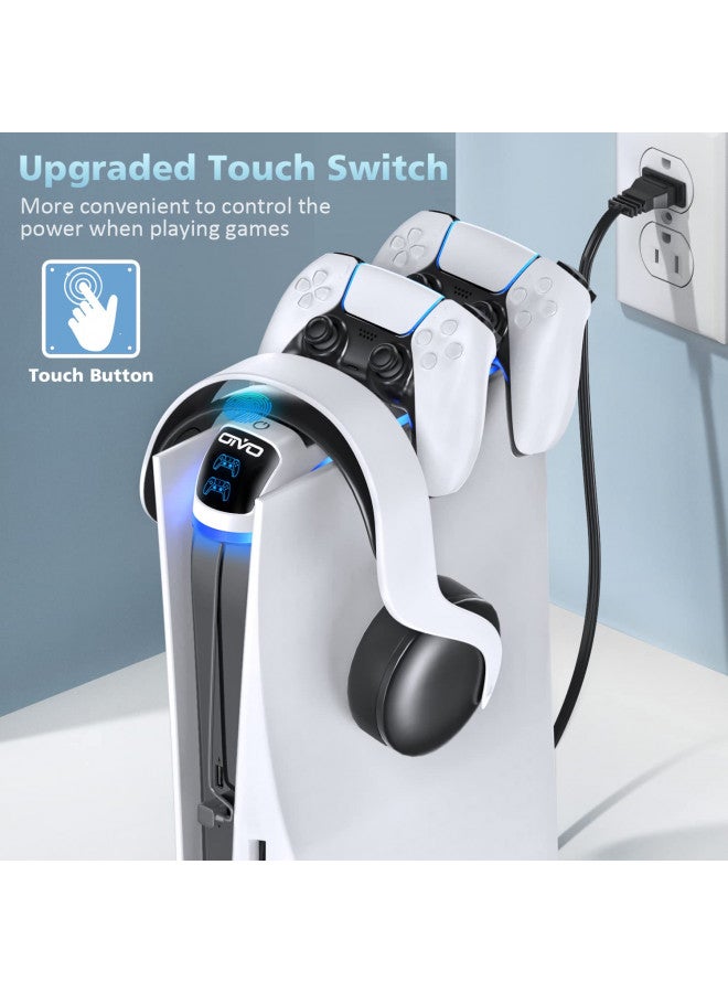 Oivo PS5 Controller Charger with Headset Holder, PS5 Controller Charging Station with Upgraded Touch Switch, OIVO Playstation 5 Charging Station with Fast Charging Cord, Playstation 5 Controller Charger - Image 3