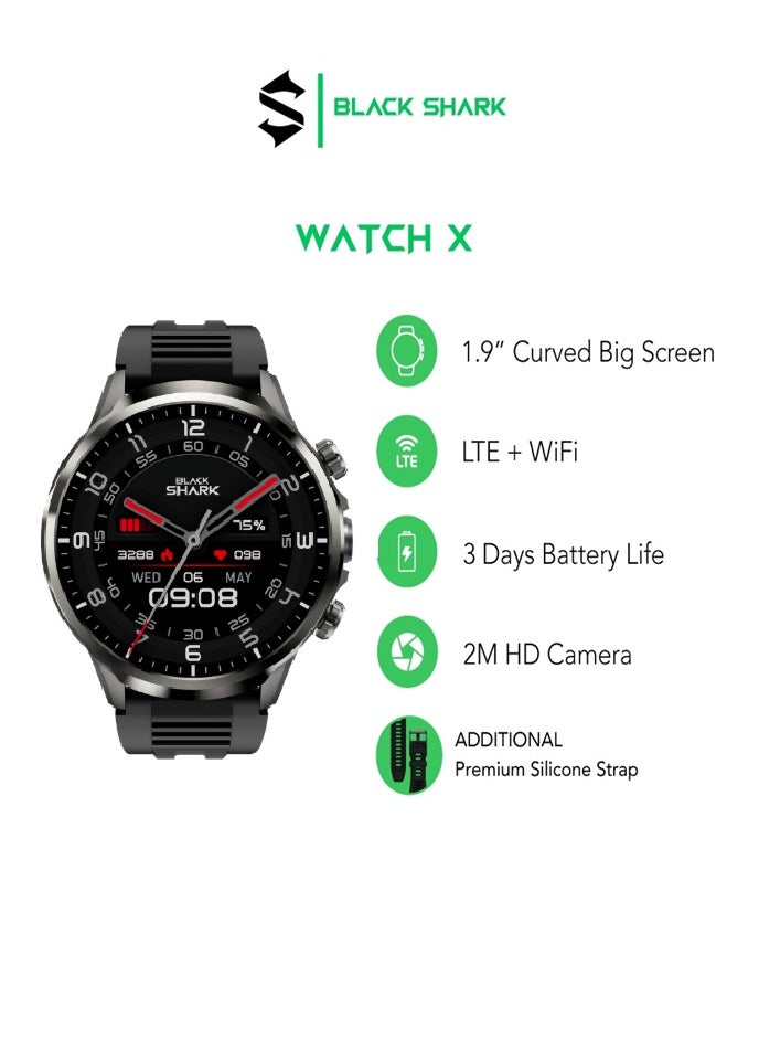 ساعة Black Shark Smart Watch X الذكية بشاشة IPS 1.9 IPS، بطارية تصل إلى 3 أيام، ذاكرة وصول عشوائي 3 جيجابايت، ذاكرة وصول عشوائي 32 جيجابايت، أوضاع رياضية ومراقبة الصحة، تدعم 4G LTE وواي فاي - أسود - pzsku/Z3968B892713814F45D4EZ/45/_/1733581226/54f7353c-340b-455c-9ec2-2b38215c9310