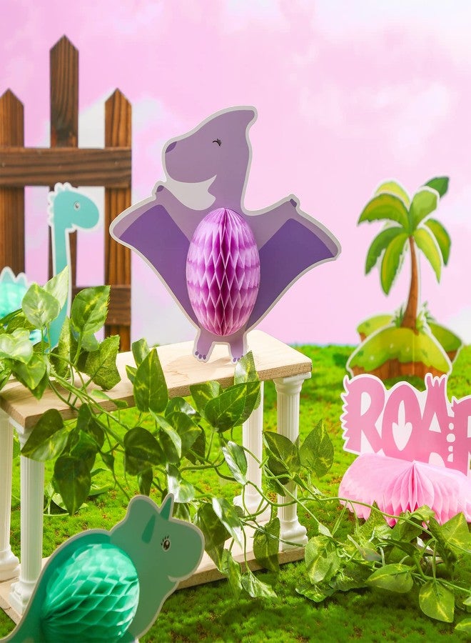 Epakh 12 Pcs Pink Dinosaur Party Honeycomb Centerpieces Table Decorations Dinosaur Girls Birthday Party Supplies Little Dino Centerpiece Table Topper for Kids Birthday Baby Shower Decor - Image 3
