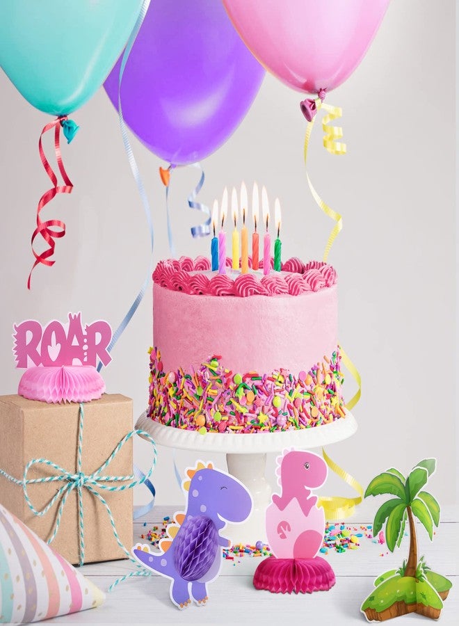 Epakh 12 Pcs Pink Dinosaur Party Honeycomb Centerpieces Table Decorations Dinosaur Girls Birthday Party Supplies Little Dino Centerpiece Table Topper for Kids Birthday Baby Shower Decor - Image 4