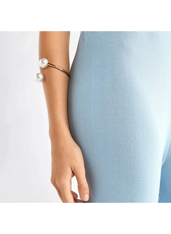 Splash FAV Solid Wide Leg Pants with Ribbed Waistband