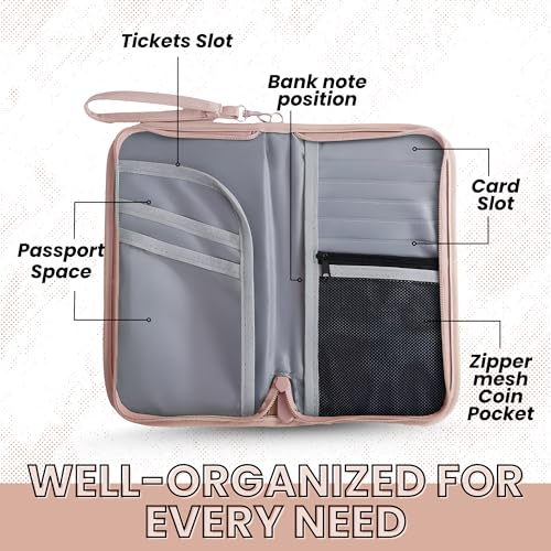 OCEANEVO RFID Blocking Passport Holder for Travel with Luggage Tag, Passport Cover for Men & Women, Passport Pouch for Ticket, Cards, Documents - 25 x 14 x 3 Cm - Pink - Image 4