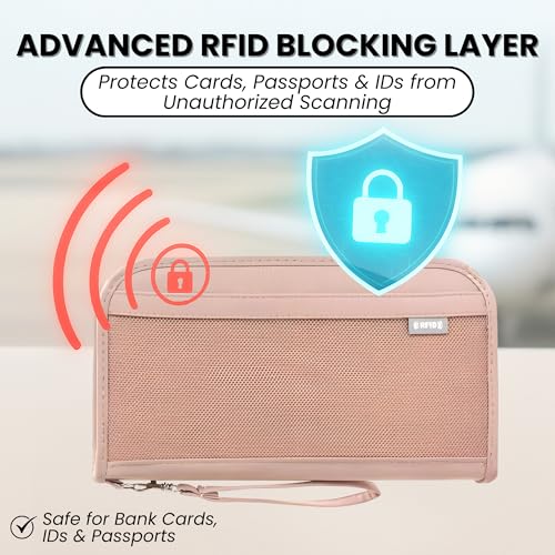 OCEANEVO RFID Blocking Passport Holder for Travel with Luggage Tag, Passport Cover for Men & Women, Passport Pouch for Ticket, Cards, Documents - 25 x 14 x 3 Cm - Pink - Image 5