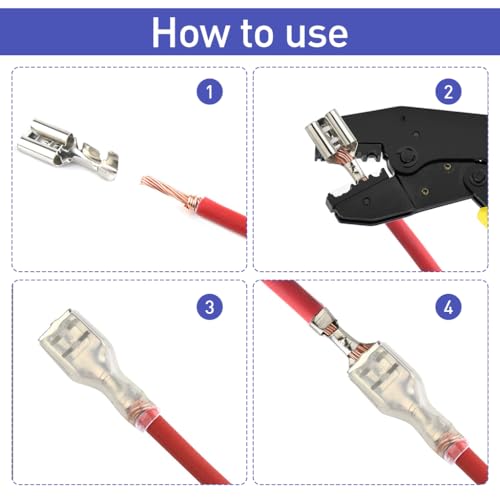 Serplex® 270Pcs Terminal Connectors Kit Assorted Sized Electrical Wire Connectors 2.8mm/4.8mm/6.3mm Paired Male & Female Spade Spade Connectors Wire Crimp Terminal Blocks with Insulating Sleeves - Image 5
