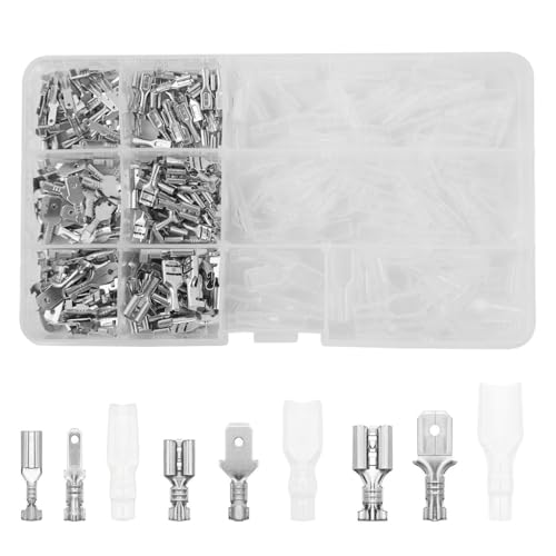 Serplex® 270Pcs Terminal Connectors Kit Assorted Sized Electrical Wire Connectors 2.8mm/4.8mm/6.3mm Paired Male & Female Spade Spade Connectors Wire Crimp Terminal Blocks with Insulating Sleeves - Image 1