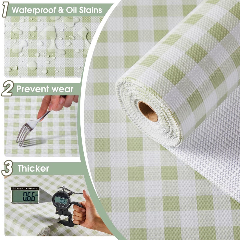 ALIUNI Drawer and Shelf Liner, Non-Slip Kitchen Cabinet Liners Non-Adhesive Thick Strong Grip Waterproof Washable Mats Protect Dresser Shelves Cupboard Bathroom Cabinets, Sage Green, 12 in X 10 FT - Image 5