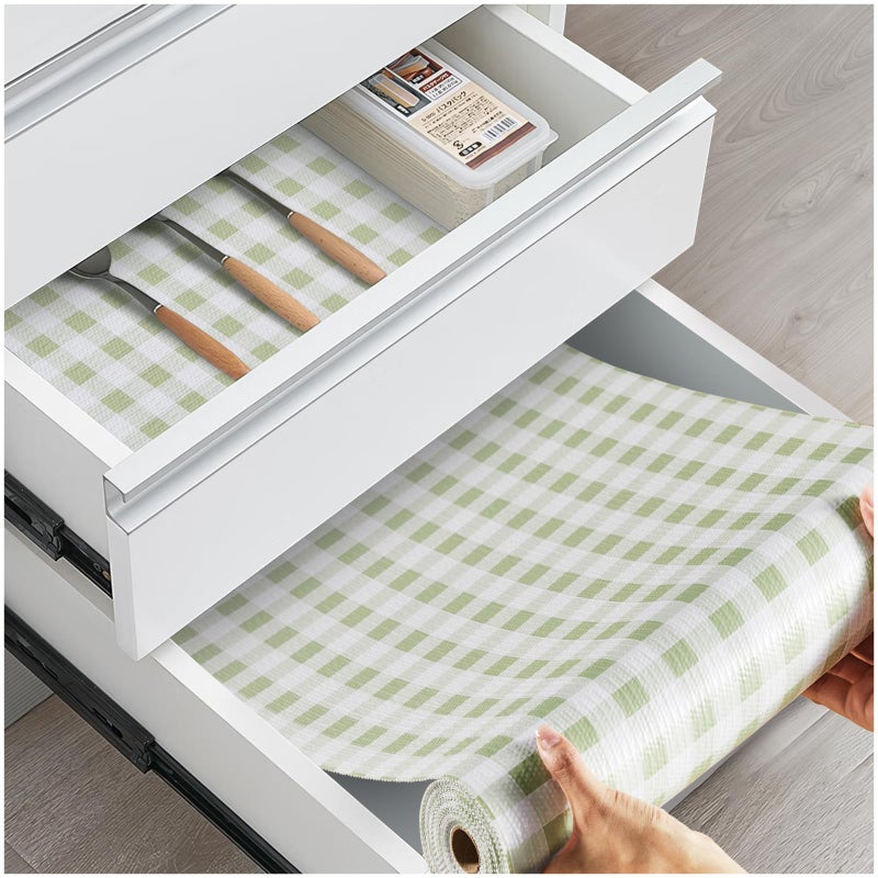 ALIUNI Drawer and Shelf Liner, Non-Slip Kitchen Cabinet Liners Non-Adhesive Thick Strong Grip Waterproof Washable Mats Protect Dresser Shelves Cupboard Bathroom Cabinets, Sage Green, 12 in X 10 FT - Image 1