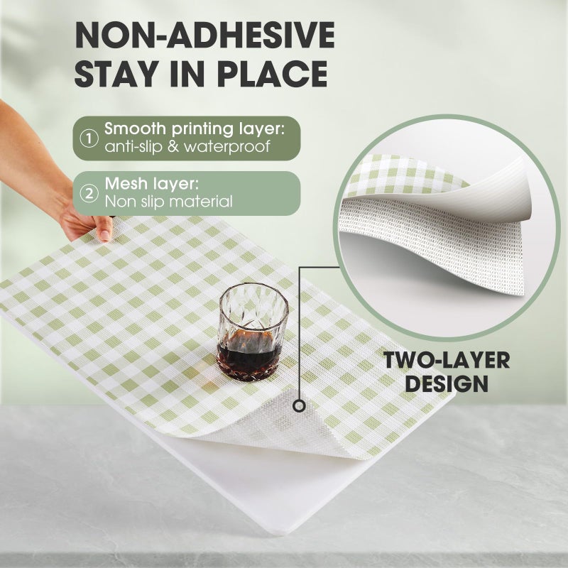 ALIUNI Drawer and Shelf Liner, Non-Slip Kitchen Cabinet Liners Non-Adhesive Thick Strong Grip Waterproof Washable Mats Protect Dresser Shelves Cupboard Bathroom Cabinets, Sage Green, 12 in X 10 FT - Image 2