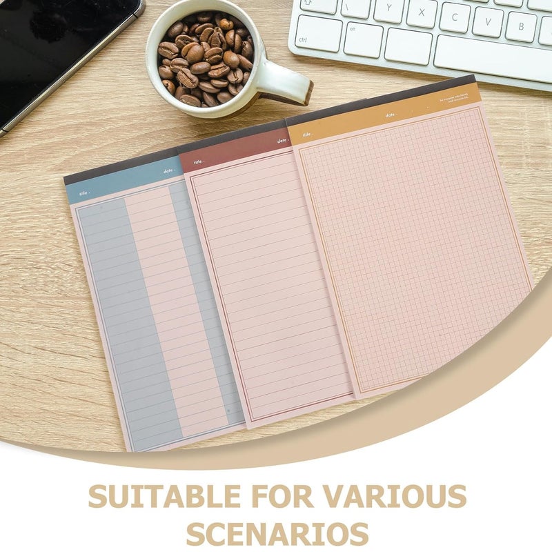 BCOATH 3pcs Tear-off Memo Pads for School and Office, B5 Lined Writing Notebooks 90 Sheets, Colorful Blue, Red, Yellow Notepads for Student Notes and Schedule Planning - Image 2