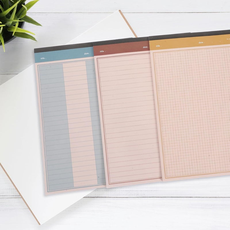 BCOATH 3pcs Tear-off Memo Pads for School and Office, B5 Lined Writing Notebooks 90 Sheets, Colorful Blue, Red, Yellow Notepads for Student Notes and Schedule Planning - Image 5