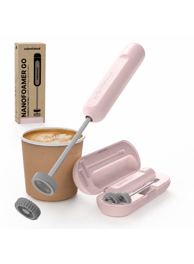 صبمينيمال جهاز NanoFoamer GO القابل لإعادة الشحن لرغوة الحليب، وردي، جهاز محمول عبر USB-C لتحضير الميكروفوم لفن اللاتيه والكابتشينو والفلات وايت والقهوة - Image 3