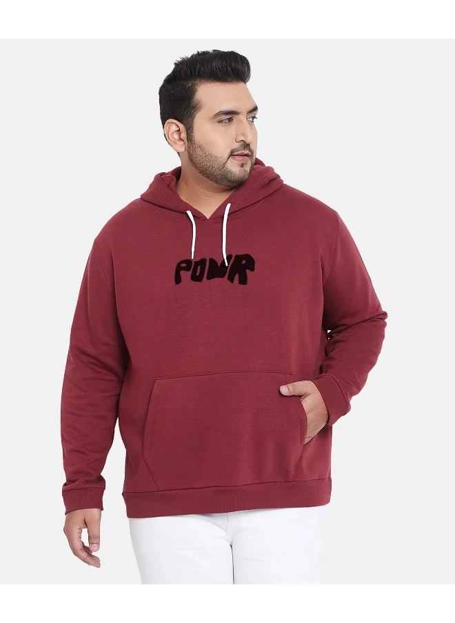 Instafab Plus Instafab Plus Men's Wine Red Contrast Power Hoodie