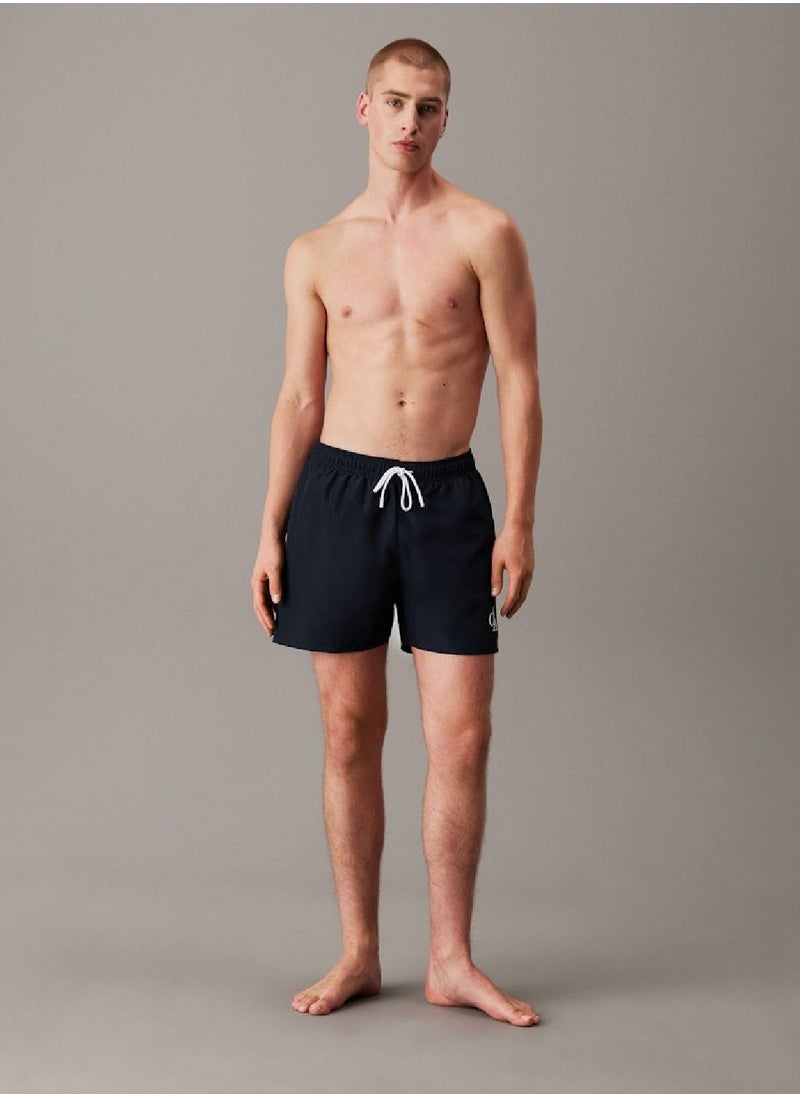 Calvin Klein Jeans Men's Medium Drawstring Swim Shorts - CK Monogram - Polyester, Blue  - Image 5