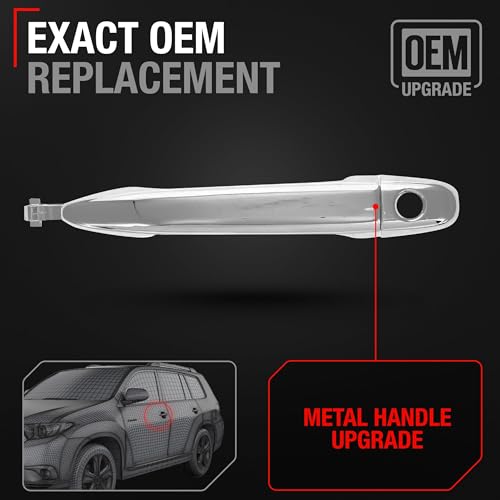 T1A Exterior Front Driver or Passenger Door Handle Upgraded Metal Compatible with 0515 Toyota Tacoma 0509 4Runner 0711 Camry 0309 Lexus GX470 All Chrome wKeyhole OEM 6921058010 FDH01029 - Image 3