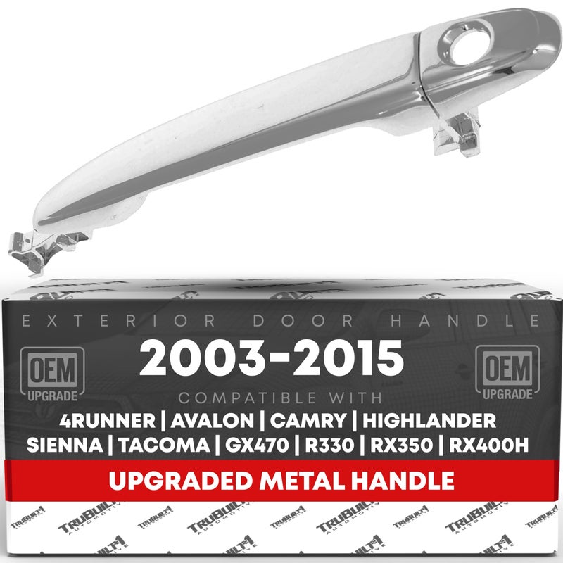 T1A Exterior Front Driver or Passenger Door Handle Upgraded Metal Compatible with 0515 Toyota Tacoma 0509 4Runner 0711 Camry 0309 Lexus GX470 All Chrome wKeyhole OEM 6921058010 FDH01029 - Image 2