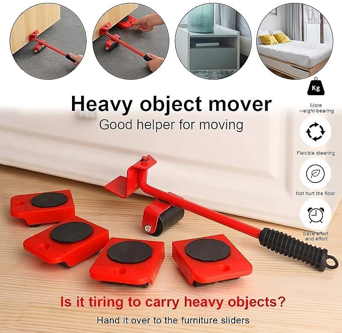click2shop click2shop Heavy Duty Furniture Lifter Mover Tool Set Easy and Safe Moving Roller Wheel Set for Washing Machines Fridge Sofa Wardrobes Essential Furniture Moving Tools  - Image 5