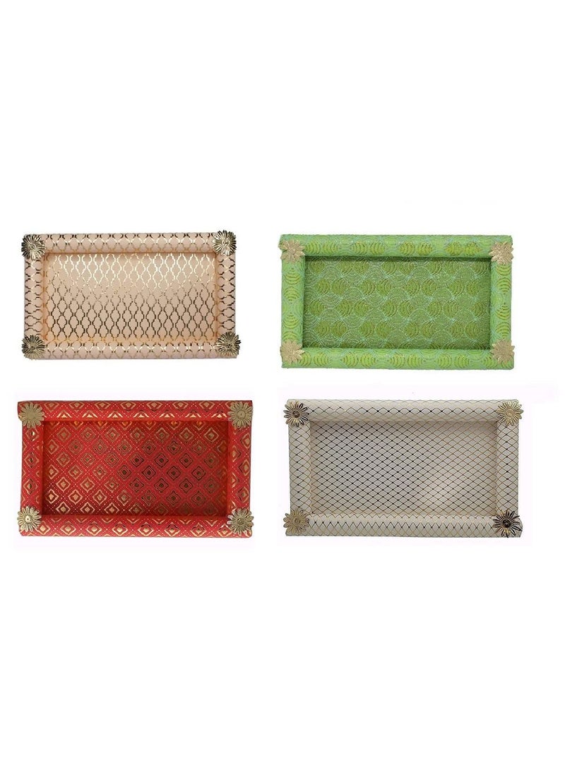 Boxo Handmade Decorative Trays For Packing Gifts Sweets Decorative Tray For Wedding Home Decorations Set Of 4 - Image 1