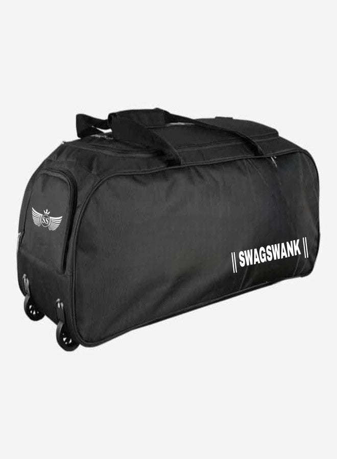 SWAGSWANK Cricket Kit Bag Dedicated Bat Pocket Durable Polyester Construction Adjustable Shoulder Straps Water-Resistant Design Stylish Cricket Bag for Cricketers (Black) - Image 3
