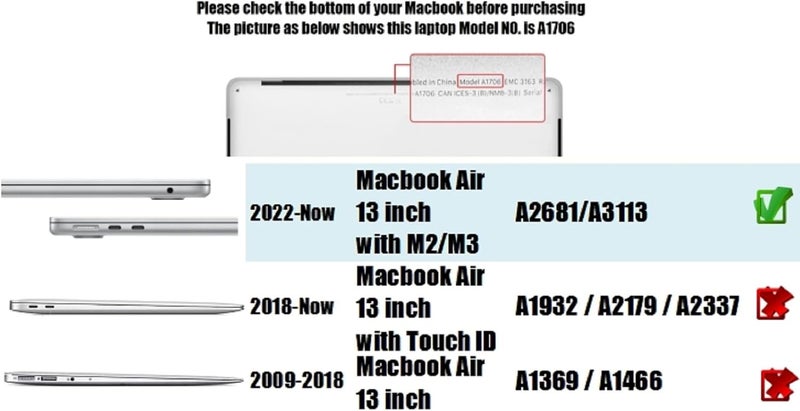 سيفن لاين متوافق مع حافظة MacBook Air M2/M3/M4 2022-2025 مقاس 13 بوصة غطاء صلب للكمبيوتر المحمول لـ Mac Air 13.6 بوصة موديل A2681/A3113/A3240 M2/M3/M4 وغطاء واقي للوحة المفاتيح، أزرق أكوا - Image 2