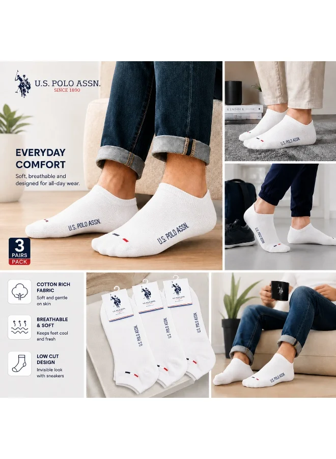 U.S. Polo Assn. WHITE U.S. Polo Assn. Mens Ankle Socks White for Men | Best Price UAE