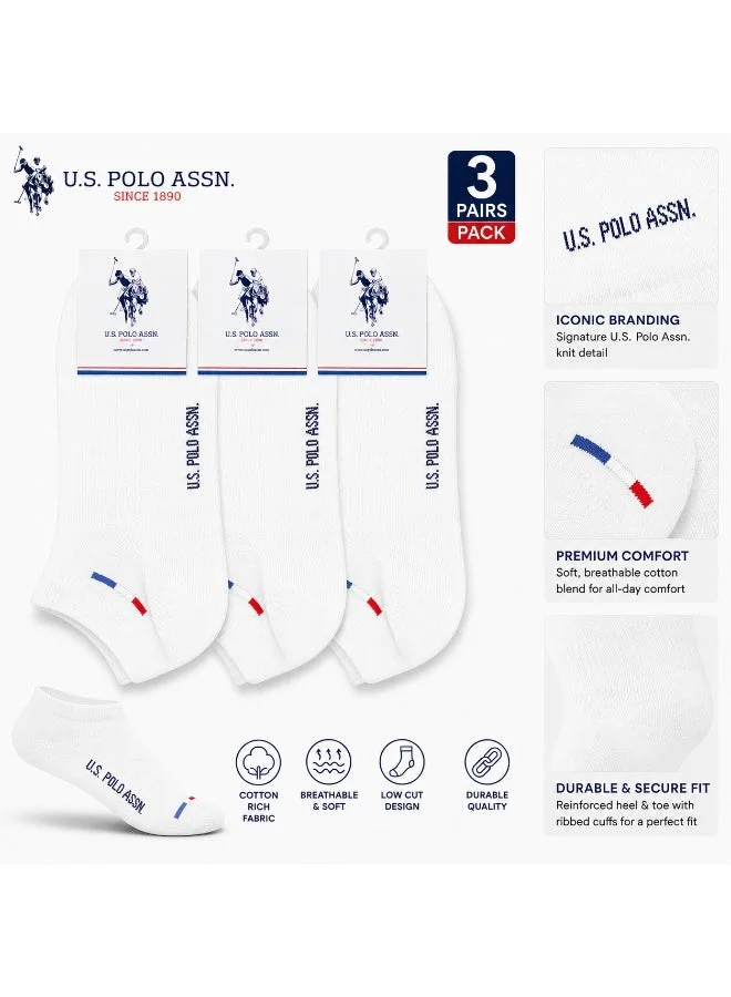 يو اس بولو اسن U.S. Polo Assn. Mens Ankle Socks White