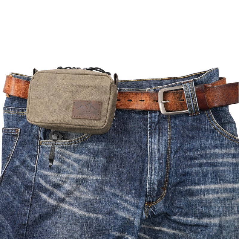 diodrio Belt Pouch for Men Women YKK Zippers EDC Pouch, Belt Bag Waist Pack for Traveling, Hiking, Outdoors, Water Resistant, Heavy Duty Waxed Canvas, Olive, Medium - Image 1