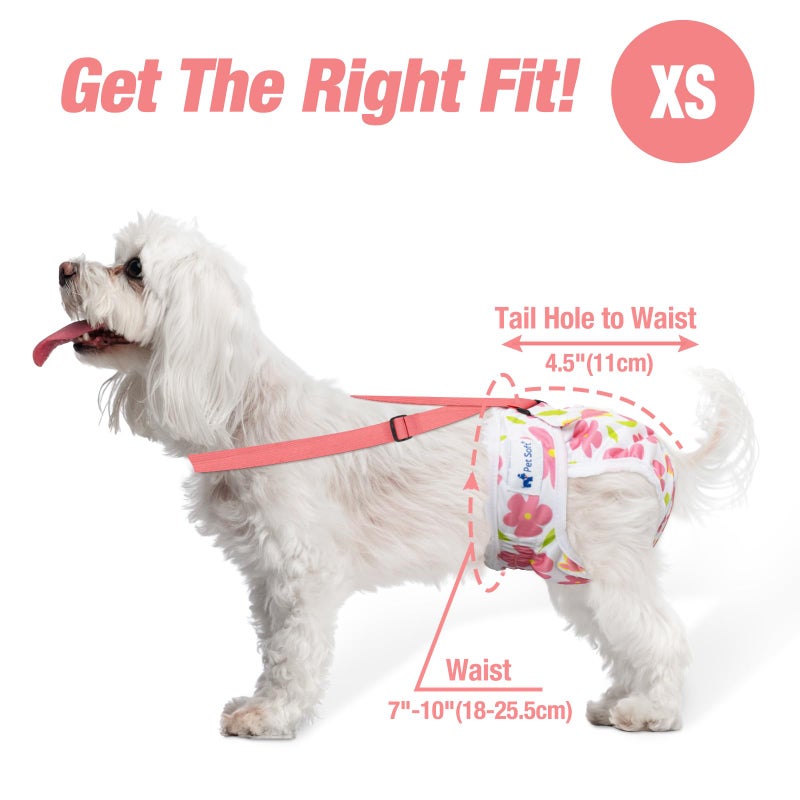 Pet Soft Dog Diapers Female with Suspenders, 3 Pack Reusable Female Dog Diapers for Heat, Dog Period Panties for Doggie in Cycle(X-Small, Flowers) - Image 4