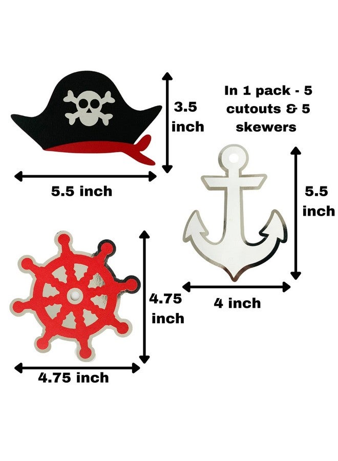Pinfliers Pirate Theme Paper Cutouts for Centerpiece, 5 Pieces, Black, Red, Brown, White - Image 3