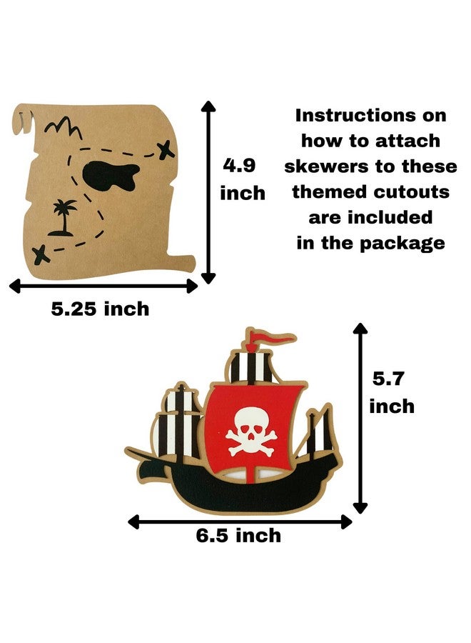 Pinfliers Pirate Theme Paper Cutouts for Centerpiece, 5 Pieces, Black, Red, Brown, White - Image 2