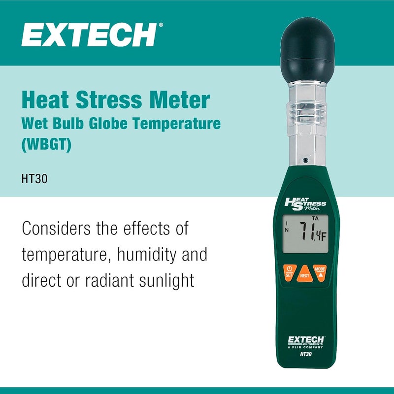 Extech HT30 Heat Stress WBGT Meter - Accurate Temperature and Humidity Measurement Device - Image 2