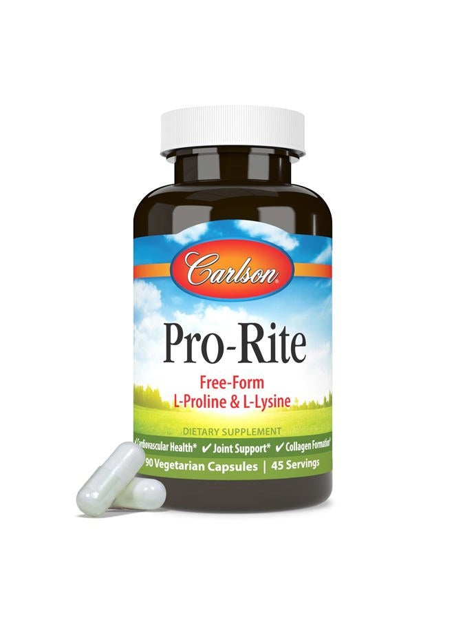 Carlson Pro-Rite, Free-Form L-Proline & L-Lysine, Health, Joint Support & Collagen Formation, 90 Capsules - Image 5