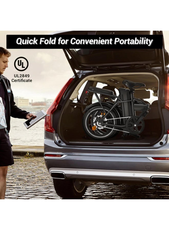 Wind Horse W2A Folding Electric Bike with 350W High Speed Motor, 36V 8AH Battery, 40 KM/H Speed, 35 KM Range, Dual Disk Brakes, Carbon Alloy Frame and 16 Inches Tires, Front Suspension Fort, Portable Electric Bike with Dual Seat - Image 4