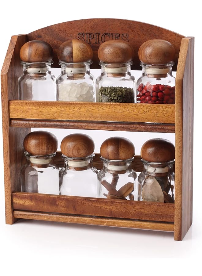 BILLI Spice Bottles With Rack 8 Pieces Brown Clear Aca 212 8 - Image 1
